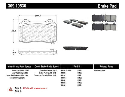 STOPTECH PERFORMANCE 10+ CAMARO REAR BRAKE PADS, 309.10530 - eliteracefab.com