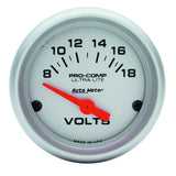 AutoMeter GAUGE; VOLTMETER; 2 1/16in.; 18V; ELEC; ULTRA-LITE