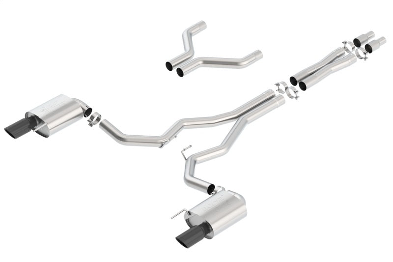 Borla Atak Cat-Back 15-17 Ford Mustang GT 5.0L V8 MT/AT 3in pipe 4in Black Chrome Tips - eliteracefab.com