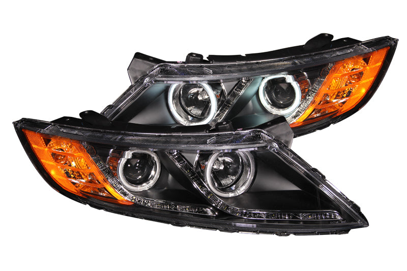 ANZO USA Kia Optima Projector Headlights W/ Halo Black Ccfl; 2011-2013 - eliteracefab.com