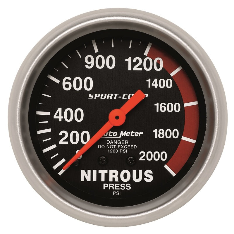 Autometer 2-5/8in 0-2000 PSI Mechanical Nitrous Pressure Sport-Comp Gauge 3428