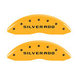 MGP 4 Caliper Covers Engraved Front & Rear Silverado Yellow Finish Blk Char 02 Chevy Avalanche 2500