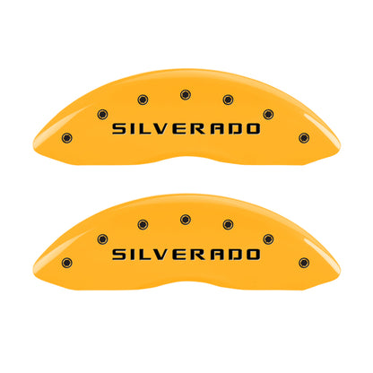 MGP 2 Caliper Covers Eng Front Silverado Yellow Finish Blk Char 05 Chevy Silverado 1500 MGP
