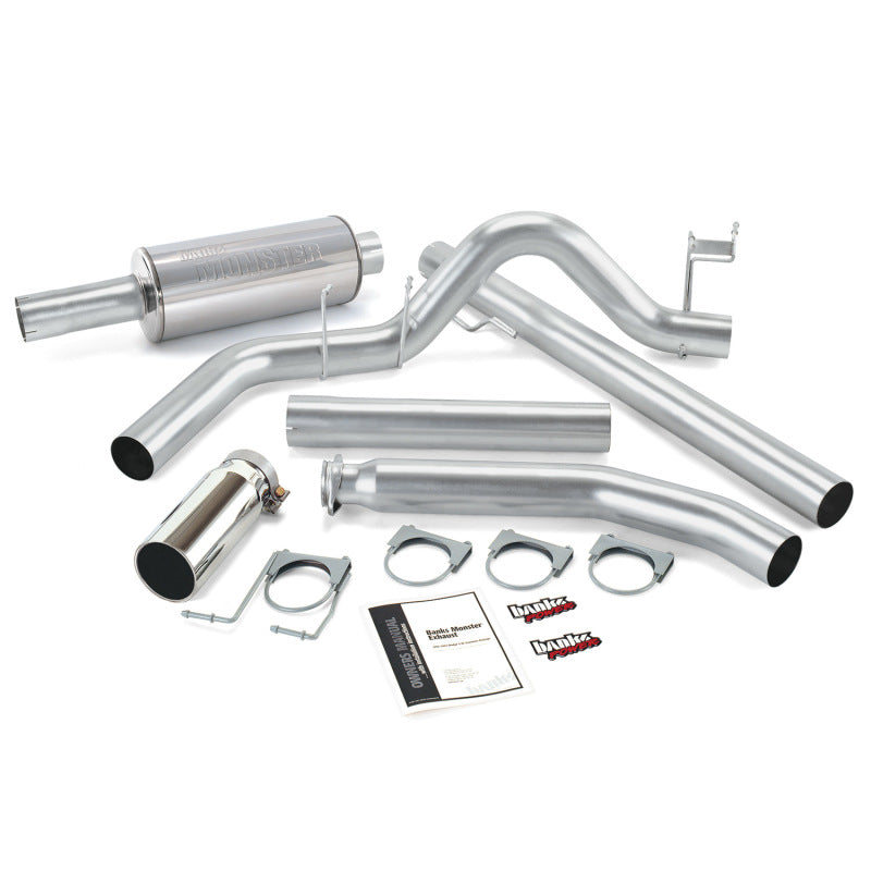 Banks Power 98-02 Dodge 5.9L Ext Cab Monster Exhaust System - SS Single Exhaust w/ Chrome Tip - eliteracefab.com