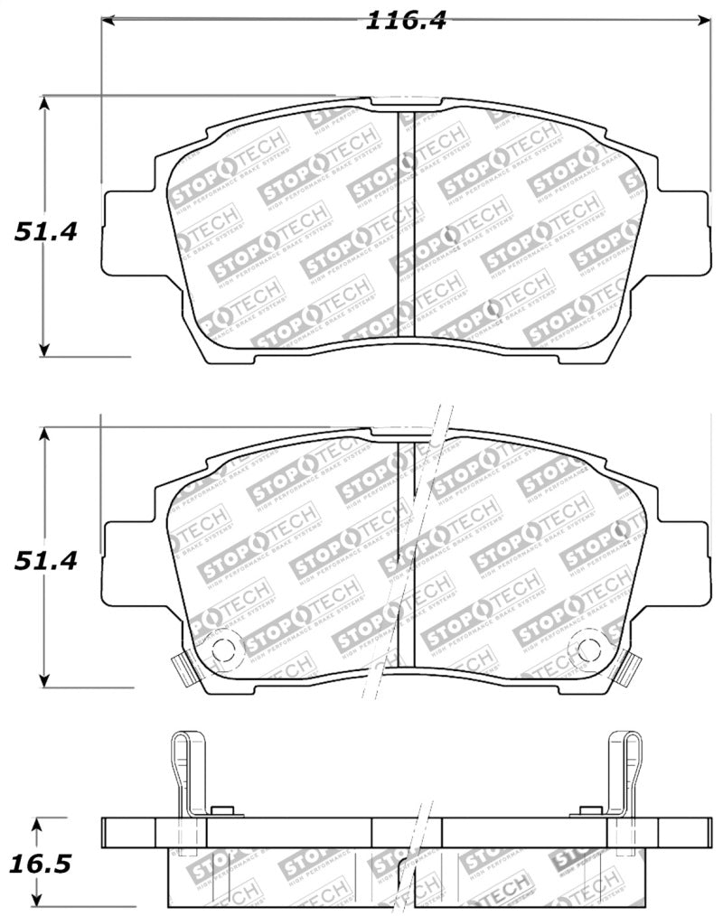 StopTech Performance 00-05 Spyder MR2 / 00 Celica GT / 04-07 xA/xB Front Brake Pads - eliteracefab.com