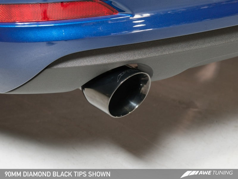 AWE Tuning Audi 8V A3 Touring Edition Exhaust - Dual Outlet Diamond Black 90 mm Tips - eliteracefab.com