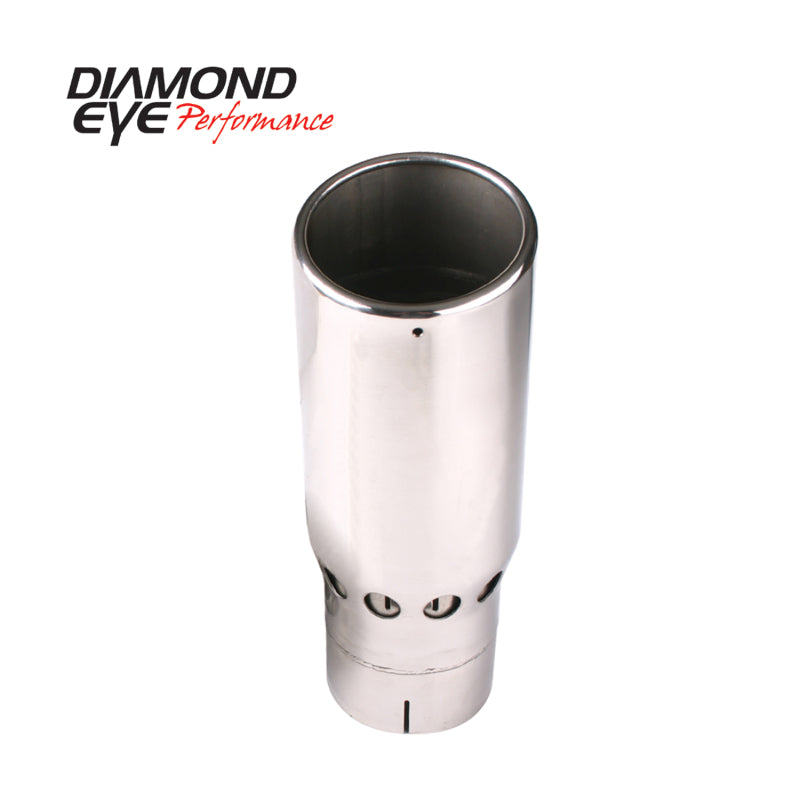 Diamond Eye TIP 5in INLET X 6in OUTLET VENTED/INTERCOOLER ROLLED ANGLE SLOTTED POLISHED SS 15 ANGLE Diamond Eye Performance
