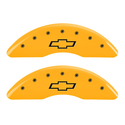 MGP 4 Caliper Covers Engraved Front & Rear Bowtie Yellow finish black ch MGP