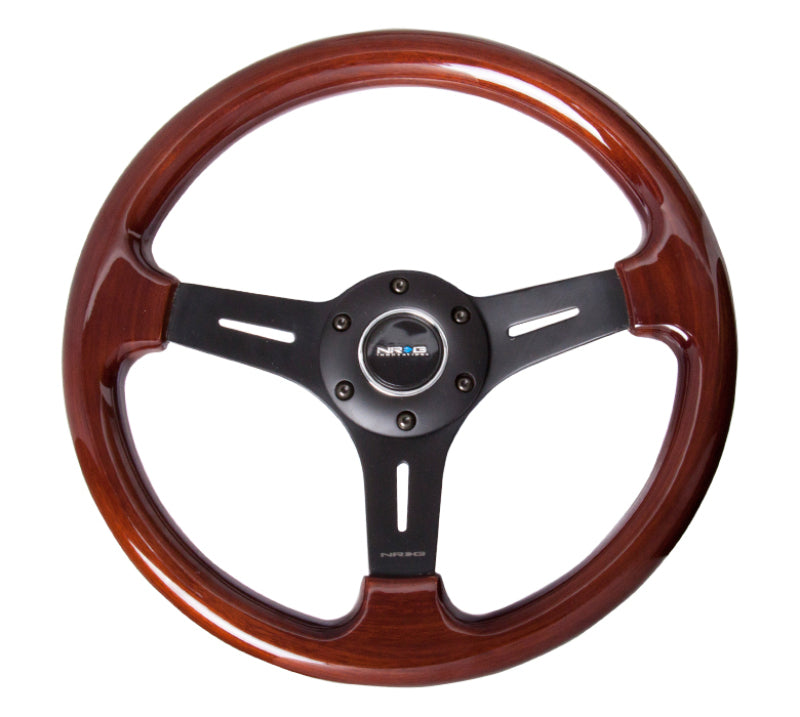 NRG Matte Black 3 Spoke Center 330mm Classic Wood Grain Wheel Universal - eliteracefab.com