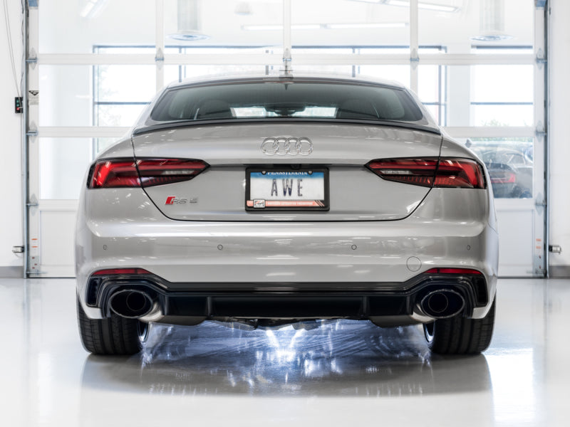 AWE Tuning Audi B9 RS 5 Sportback Touring Edition Exhaust-Resonated- Diamond Black RS Style Tips AWE Tuning