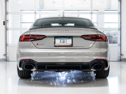 AWE Tuning Audi B9 RS 5 Sportback Touring Edition Exhaust-Resonated- Diamond Black RS Style Tips AWE Tuning