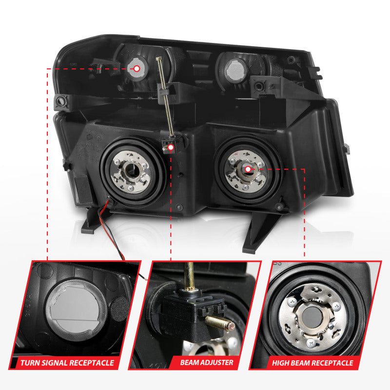 ANZO 04-12 GM Colorado/Canyon/I-Series Crystal Headlights - w/ Light Bar Black Housing 4pcs ANZO