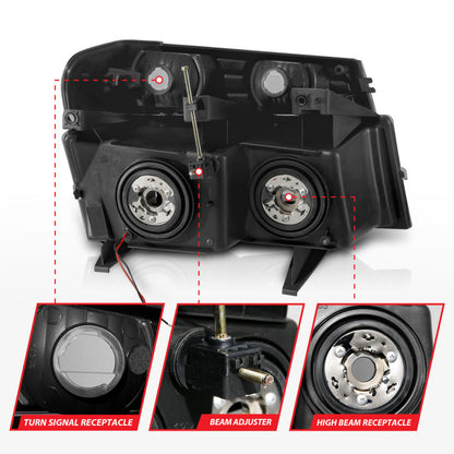 ANZO 04-12 GM Colorado/Canyon/I-Series Crystal Headlights - w/ Light Bar Black Housing 4pcs ANZO
