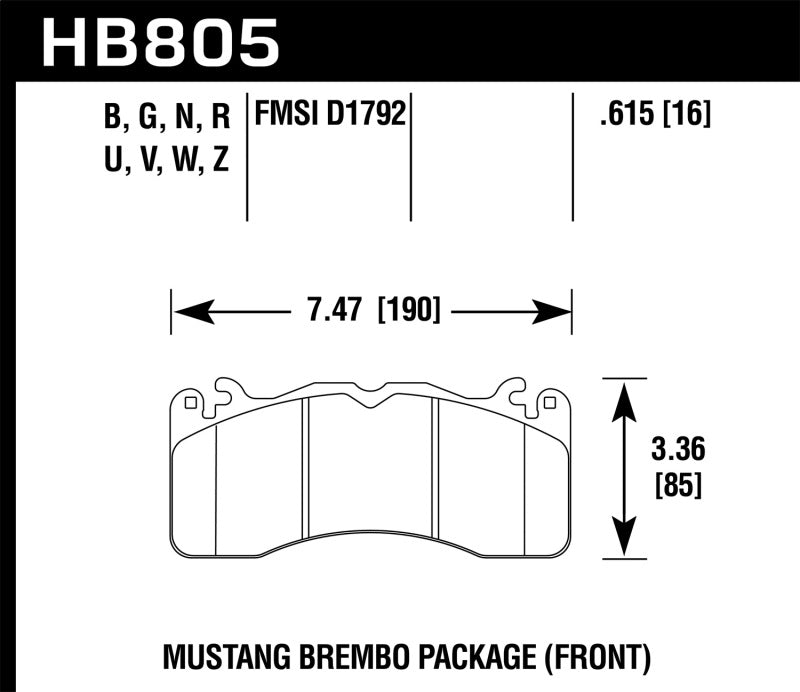 Hawk 15-17 Ford Mustang Brembo Package DTC-30 Front Brake Pads - eliteracefab.com