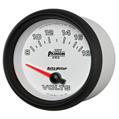 Autometer Phantom II 2-5/8in 18V Electric Voltmeter Gauge 7891