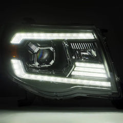 AlphaRex 05-11 Toyota Tacoma LUXX LED Projector Headlights Plank Style Alpha Black w/Activ Light/DRL - eliteracefab.com