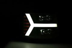 AlphaRex 07-13 Chevy 1500HD NOVA LED Proj Headlights Plank Style Gloss Blk w/Activ Light/Seq Signal - eliteracefab.com