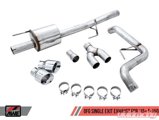 AWE Tuning 2015+ Ford F-150 0FG Dual Exit Performance Exhaust System w/5in Diamond Black Tips - eliteracefab.com