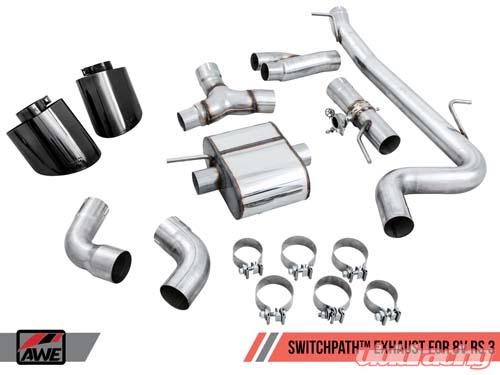 AWE Tuning 17-19 Audi RS3 8V SwitchPath Exhaust w/Diamond Black RS-Style Tips - eliteracefab.com