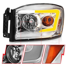 Load image into Gallery viewer, Anzo 06-09 Dodge RAM 1500/2500/3500 Headlights Chrome Housing/Clear Lens (w/Switchback Light Bars) - eliteracefab.com