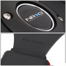 Load image into Gallery viewer, NRG Reinforced Sport Steering Wheel 320mm Dual Button Black Spoke Black Leather - eliteracefab.com