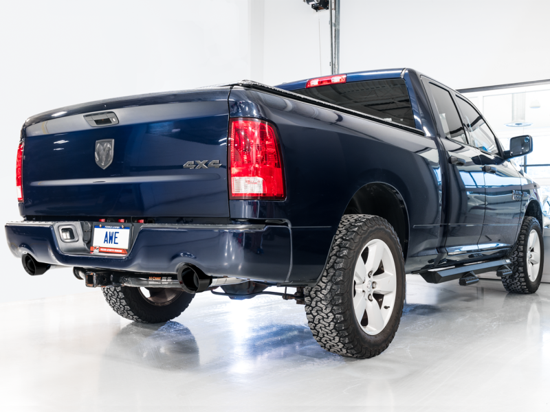 AWE Tuning 09-18 RAM 1500 5.7L (w/Cutouts) 0FG Dual Rear Exit Cat-Back Exhaust - Diamond Black Tips - eliteracefab.com