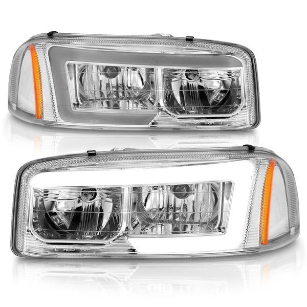 Anzo 99-17 GMC Sierra/Denali Headlights Chrome Amber (w/C Light Bars) - eliteracefab.com