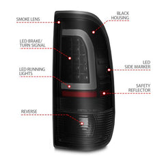 ANZO 2014-2018 GMC Sierra LED Tail Lights Black Housing Clear Lens - eliteracefab.com