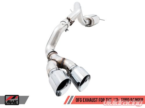 AWE Tuning 2019+ Ford Ranger 0FG Performance Exhaust System w/Chrome Silver Tips & Bash Guard - eliteracefab.com