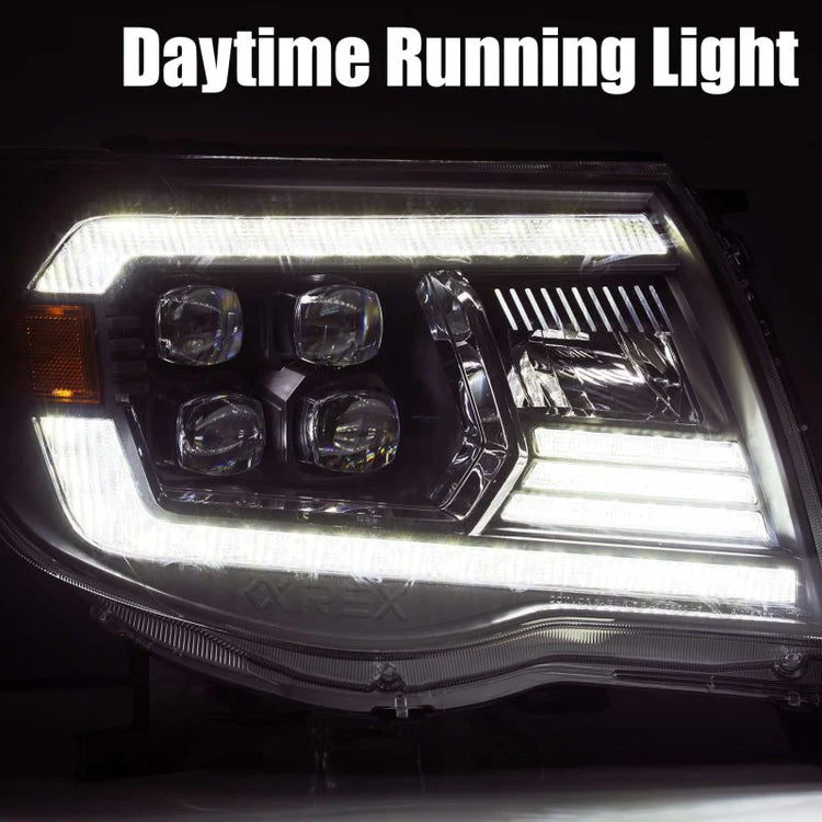 AlphaRex 05-11 Toyota Tacoma NOVA LED Projector Headlights Plank Style Black w/Activation Light/DRL - eliteracefab.com