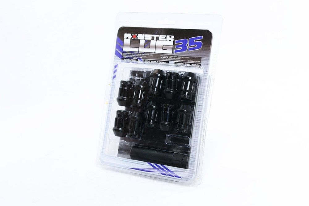 WHEEL MATE MONSTER LUG 35 SHORT LUG NUT SET OF 20 – BLACK 14×1.50 - eliteracefab.com