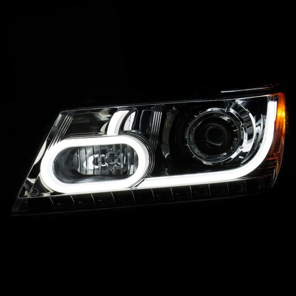 ANZO 2014-2021 Toyota Tundra LED Crystal Headlights w/ Switchback Black Housing w/ DRL - eliteracefab.com