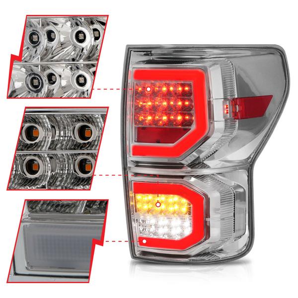 ANZO 2001-2011 Ford Ranger LED Tail Lights w/ Light Bar Chrome Housing Red/Clear Lens - eliteracefab.com