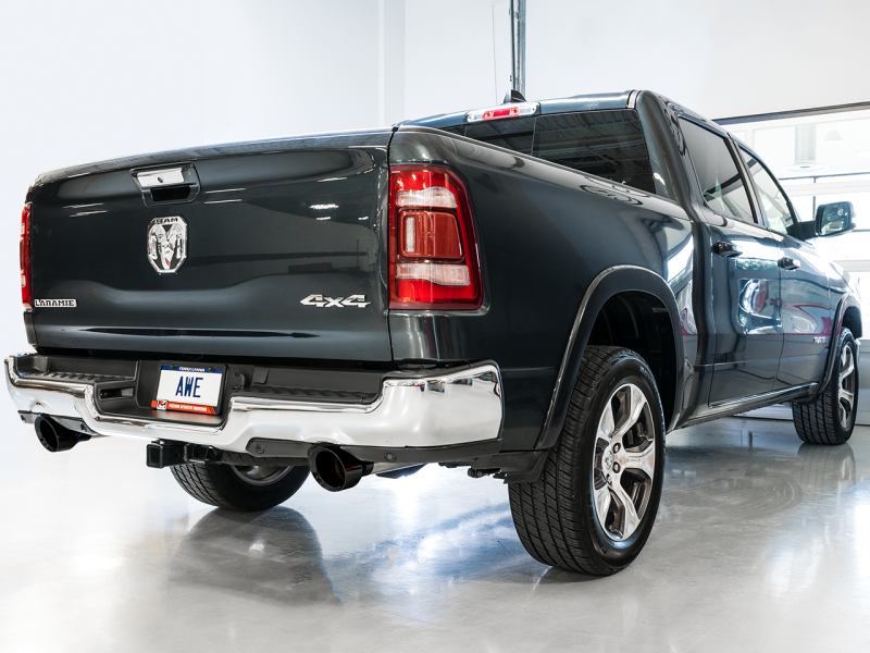 AWE Tuning 19-21 RAM 1500 5.7L (w/Cutouts) 0FG Dual Rear Exit Cat-Back Exhaust - Diamond Black Tips - eliteracefab.com