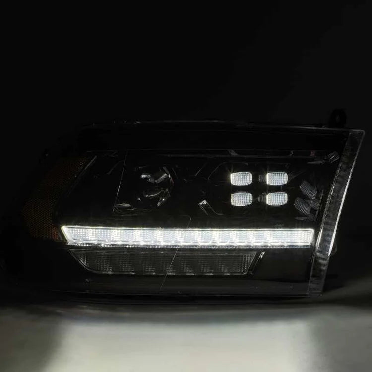 AlphaRex 09-18 Dodge Ram 2500 LUXX LED Proj Headlights Plank Style Black w/Activ Light/DRL - eliteracefab.com