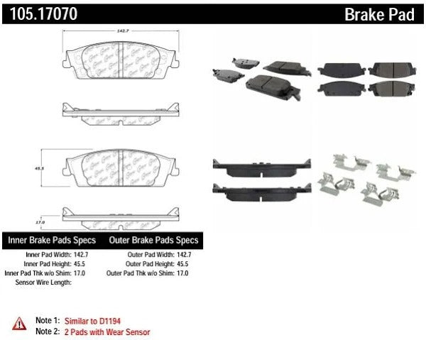 POSI QUIET 14-16 GMC SIERRA 1500 PREMIUM CERAMIC REAR BRAKE PADS, 105.17070 - eliteracefab.com