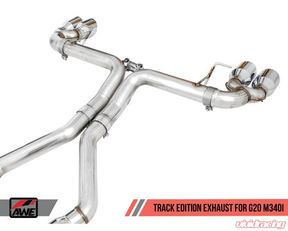 AWE Tuning 2019+ BMW M340i (G20) Track Edition Exhaust - Quad Chrome Silver Tips - eliteracefab.com