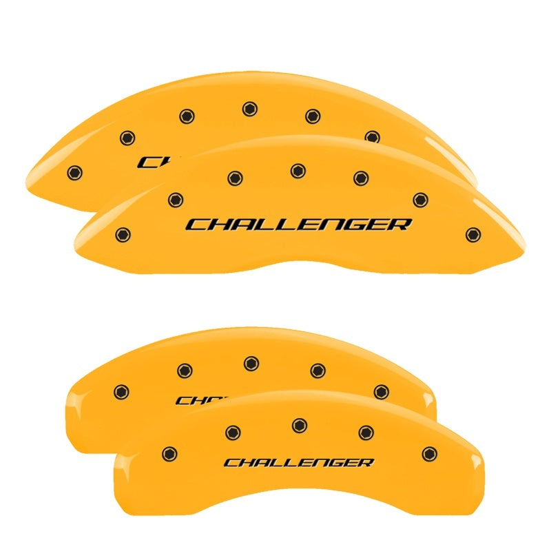 MGP 4 Caliper Covers Engraved Front & Rear Block/Challenger Yellow finish black ch MGP