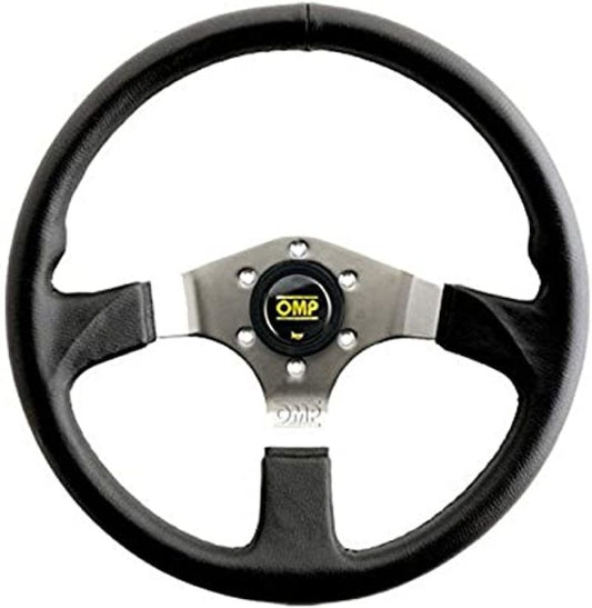 OMP Asso 350mm Flat Anatomical Leather Steering Wheel - Black/Silver – OD0-2019-189