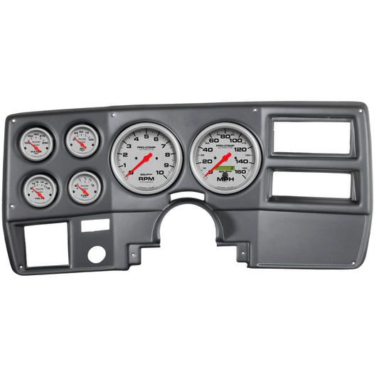 Autometer Ultra-Lite 73-83 Chevy Truck/Suburban Dash Kit 6pc Tach / MPH / Fuel / Oil / WTMP / Volt 7027-UL
