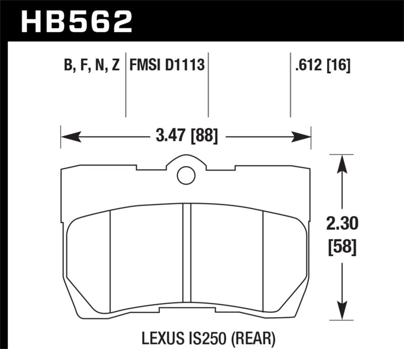 Hawk Performace HPS Rear Brake Pads - HB562F.612