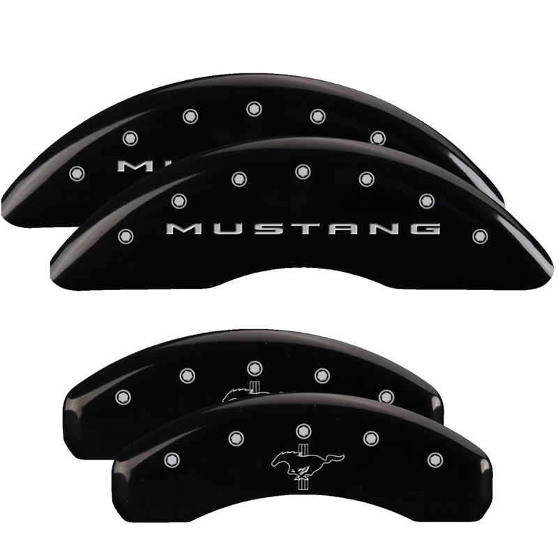 MGP 4 Caliper Covers Engraved Front 2015/Mustang Engraved Rear 2015/Bar & Pony Black fnsh silver ch MGP