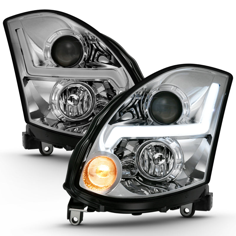 ANZO 2003-2007 Infiniti G35 Projector Headlight Plank Style Black (HID Compatible, No HID Kit ) - eliteracefab.com