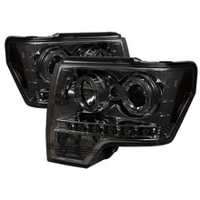 Load image into Gallery viewer, Spyder Ford F150 09-14 Projector Headlights Halogen Model- LED Halo LED Smke PRO-YD-FF15009-HL-SM - eliteracefab.com