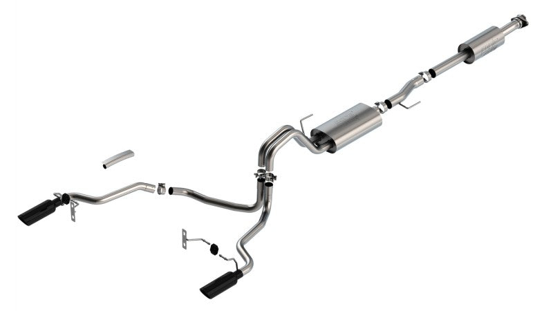 Borla F-150 2021 3.3L CC SB EC STB XL/XLT/LARIAT/KR/PLNM/LTD 3/2.25 SRE Cat-Back ATAK Black CHR Tips - eliteracefab.com