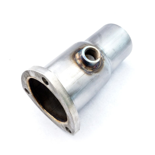 Stainless Works Collector Adapter 3-Bolt 3in OD Tubing 2-1/2in OD Outlet + O2 Bung Stainless Works