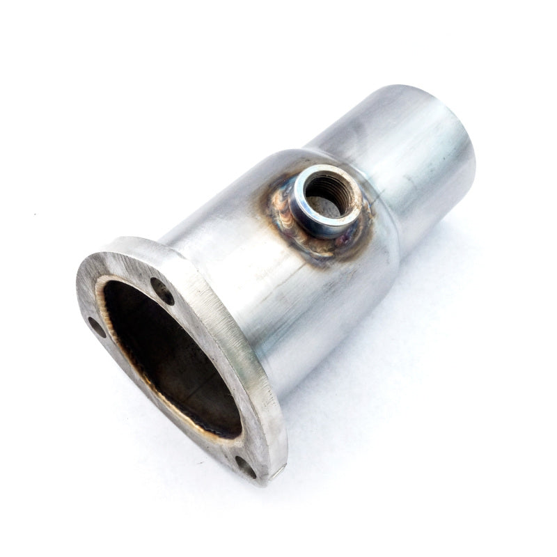 Stainless Works Collector Adapter 3-Bolt 3in OD Tubing 2-1/4in OD Outlet + O2 Bung Stainless Works