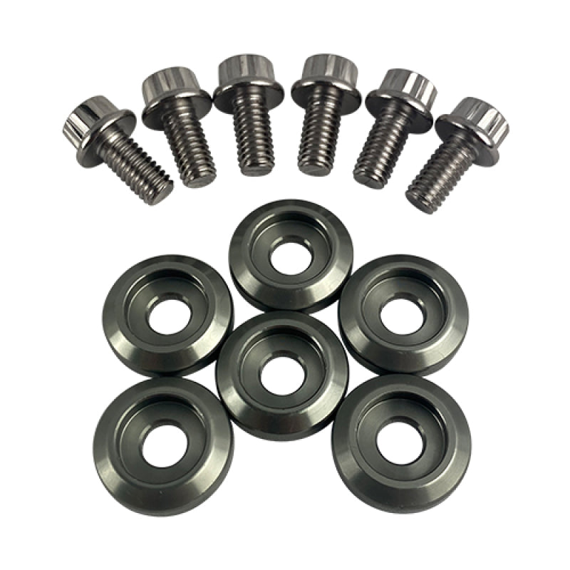 BLOX Racing New Fender Washers Kit M6 12pt - 6pc Large Diameter Gun Metal BLOX Racing