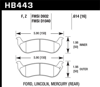 Hawk Performance DTC-30 Rear Brake Pads - HB443W.614 Hawk Performance