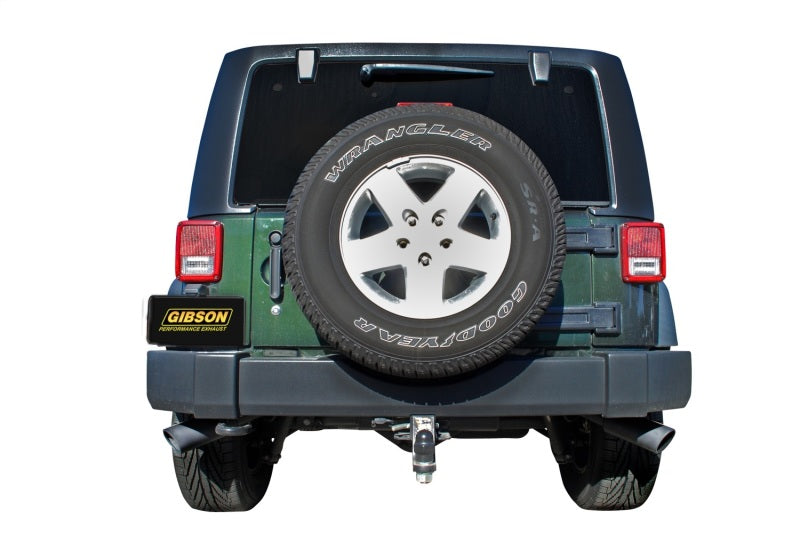 Gibson 10-11 Jeep Wrangler JK Sport 3.8L 2.5in Cat-Back Dual Extreme Exhaust - Black Elite (Ceramic) - eliteracefab.com